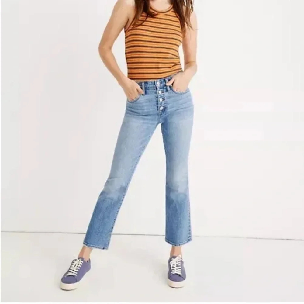 Madewell Cali Demi Boot Cut Flare Jeans High Rise Light Wash Button Fly Size 24